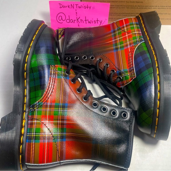 BNIB Dr Martens 1460 Tartan Red Stewart Black Watch plaid Boots UK 3 US 5 - Picture 11 of 15